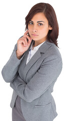 Digital png photo of serious caucasian businesswoman looking on camera on transparent background