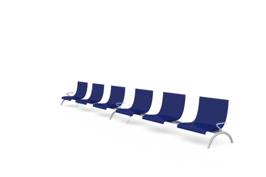 Digital png illustration of navy blue connected chairs on transparent background