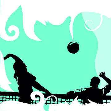 Digital png illustration of people playing volleyball on transparent background