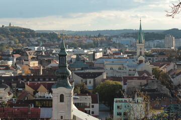 Fototapeta na wymiar Nitra Town in Slovakia with churches and its towers