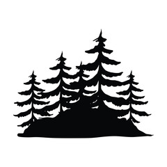 Obraz premium Evergreen Pine Trees Silhouette. Winter Christmas and New Year design elements. Christmas trees