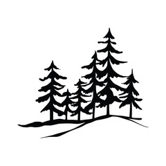 Obraz premium Evergreen Pine Trees Silhouette. Winter Christmas and New Year design elements. Christmas trees