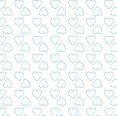 Digital png illustration of blue pattern of repeated hearts on transparent background