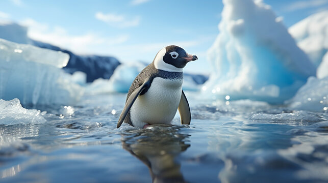 penguin in polar regions HD 8K wallpaper Stock Photographic Image 