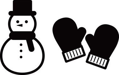雪だるま　手袋　アイコン