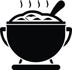 Icon design representing food cooked in soup in a pot.