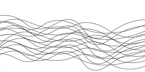Thin line wavy abstract vector background. Curve wave seamless pattern. Line art striped graphic template. Vector illustration. vector lines waves