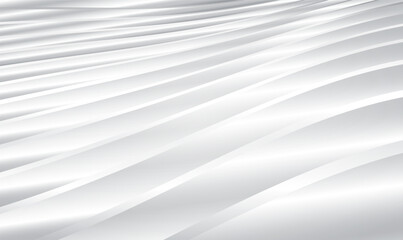 Abstract background with futuristic curvy landscape. Architectural abstraction. White background with silver chrome lines, modern stripes background. Minimal for banner or cover design. Vector EPS10.