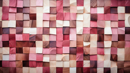 pink, white, red , black background of wooden blocks. Spectrum of multi colored wooden blocks aligned. Background or cover for something creative or diverse. Colorful wooden blocks aligned. 3d render