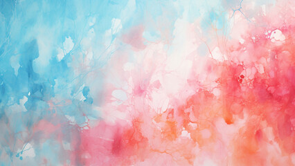 Fototapeta premium Abstract Watercolor Splashes Coral Pink and Aqua Blue Bliss