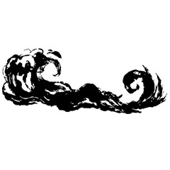 シンプルな波の墨絵のイラスト素材　ベクター