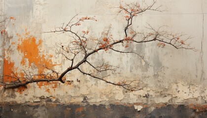 Melancholic Beauty: Blooming Flowers on a Decaying Wall