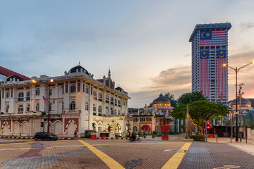 Fototapeta na wymiar Awesome view of old buildings in Kuala Lumpur at sunset