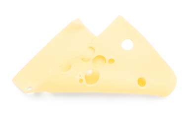 Tasty cheese slice on white background