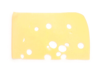Tasty cheese slice on white background