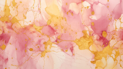Fototapeta na wymiar Elegant Mustard Yellow and Dusty Rose Watercolor Splash Abstract