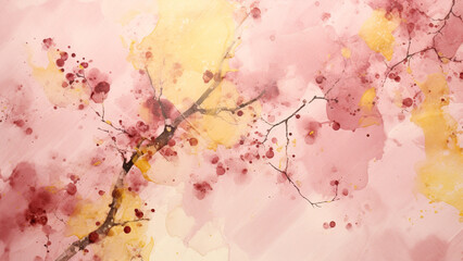 Obraz na płótnie Canvas Elegant Mustard Yellow and Dusty Rose Watercolor Splash Abstract