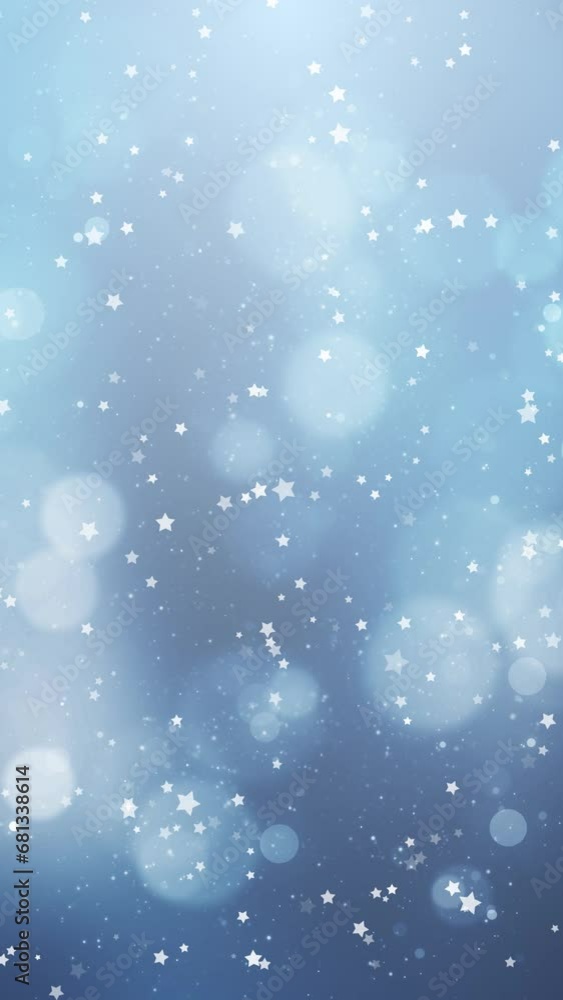 Poster loop blue chritsmas bokeh with flickering stars vertical animation.