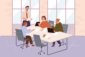 Office people worker. Vector illustration. People in office rely on collective efforts their coworkers to accomplish tasks Office workers play crucial role in driving business forward