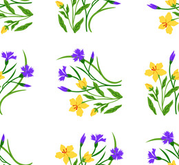 Fototapeta na wymiar Flower pattern vector illustration. The repetitive flower pattern on dress added sense rhythm and movement The continuous repetition floral motif created cohesive visual effect The flower pattern