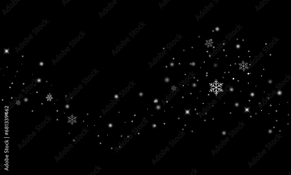 Poster glitter white color snowflake particles background effect for luxury greeting card. christmas glowin
