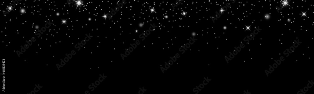 Poster glitter white color snowflake particles background effect for luxury greeting card. christmas glowin