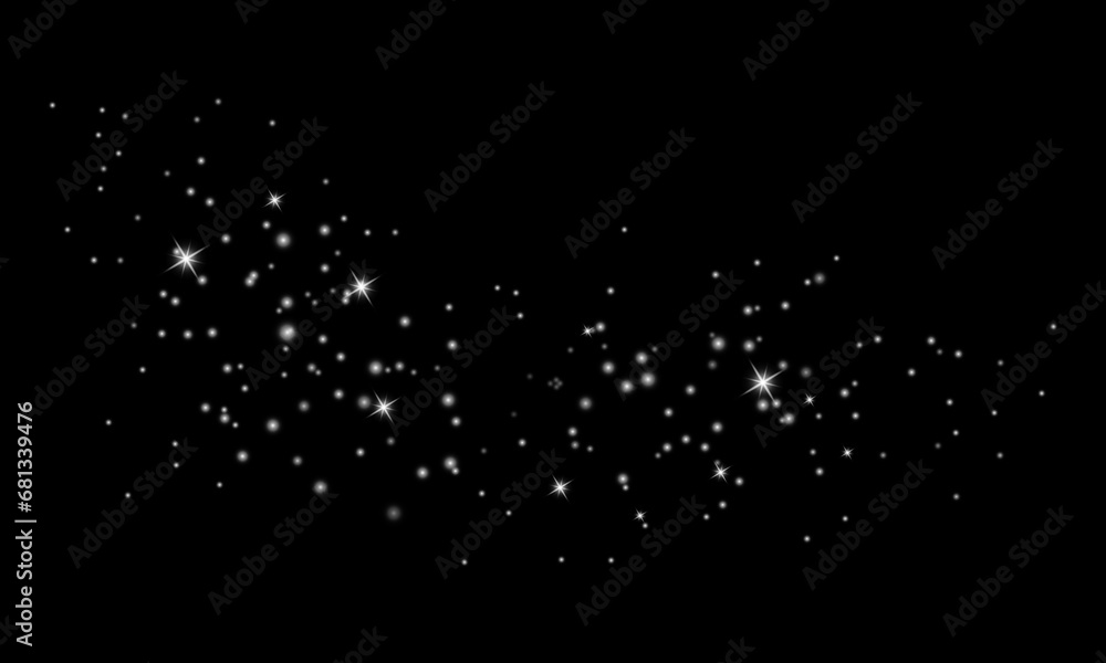 Poster glitter white color snowflake particles background effect for luxury greeting card. christmas glowin