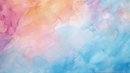 Sky Blue and Peach Watercolor Splash Abstract Wallpaper