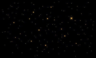 Glitter gold particles background effect for luxury greeting card. Christmas glowing light bokeh background texture.