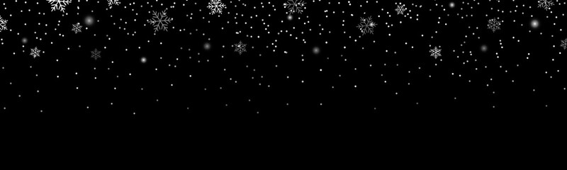Fototapeta na wymiar Glitter white color snowflake particles background effect for luxury greeting card. Christmas glowing light bokeh background texture.