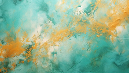 Teal Green and Terracotta Abstract Watercolor Splashes