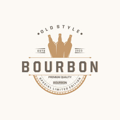 Whiskey Logo, Drink Label Design With Old Retro Vintage Ornament Illustration Premium Template