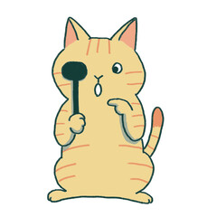 視力検査をする茶トラ猫