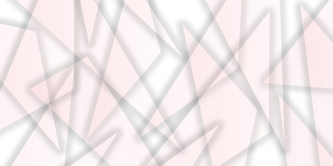 Abstract Minimal Geometric background with triangular bright light with soft shadows as pattern .White minimal line design.Abstract triangle lines shape modern white and pink geometric banner . - obrazy, fototapety, plakaty