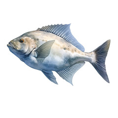 Halibut fish isolated on white
