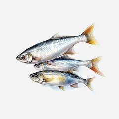 Obraz premium Herring fish on white background