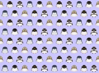 ペンギンのシームレスパターン　E②-3'