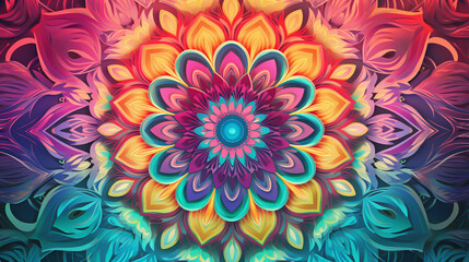 Fototapeta na wymiar Background Design of Intricate Mandala Patterns in Vibrant Colors
