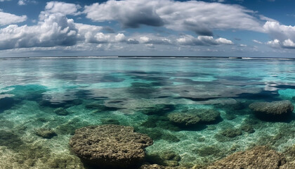 Fototapeta na wymiar Tropical turquoise waters reveal idyllic underwater beauty in the Caribbean generated by AI
