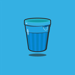 bucket flat design on blue color a blue background