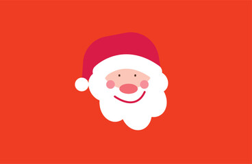 santa face,Christmas Santa Claus vector icon, cartoon head character, red Santa hat, New year cute collection, holiday winter illustration,,Happy Santa Claus Face smiling on orange background ,