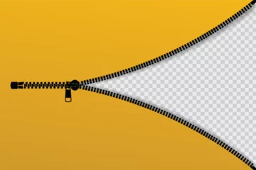 Fotobehang zipper vector illustration, concept of opening or closing a banner using a zipper © B_1_3