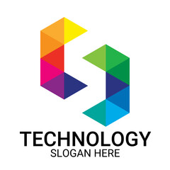 Technology logo template vector art
