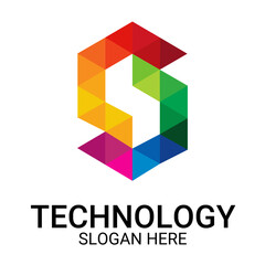 Technology logo template vector art