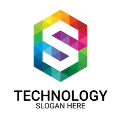 Technology logo template vector art