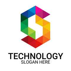 Technology logo template vector art