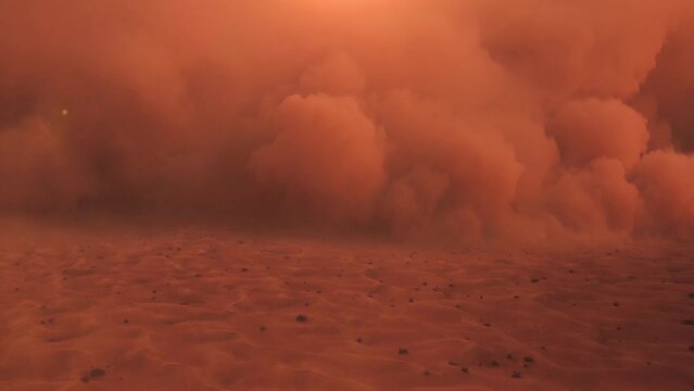 Sand storm in desert. Heat in the dunes