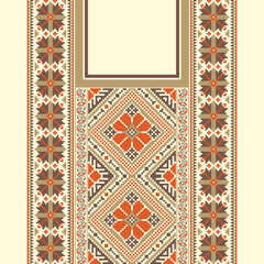 floral embroidery neckline background. ikat and cross stitch geometric seamless pattern ethnic oriental traditional. Aztec style illustration design for carpet, wallpaper, clothing, wrapping, batik.
