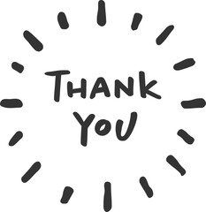 黒い「THANK YOU」の手書き文字のベクター素材