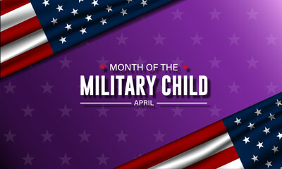 Month Of the Military Child Is April Background Vector Illustration - obrazy, fototapety, plakaty